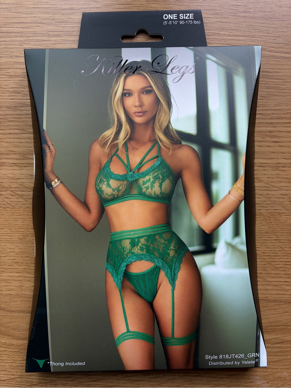 Women's Green Lace Lingerie Set - One Size